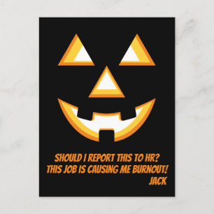 Funny Jack-O' Lantern Burnout Postcard Postkarte
