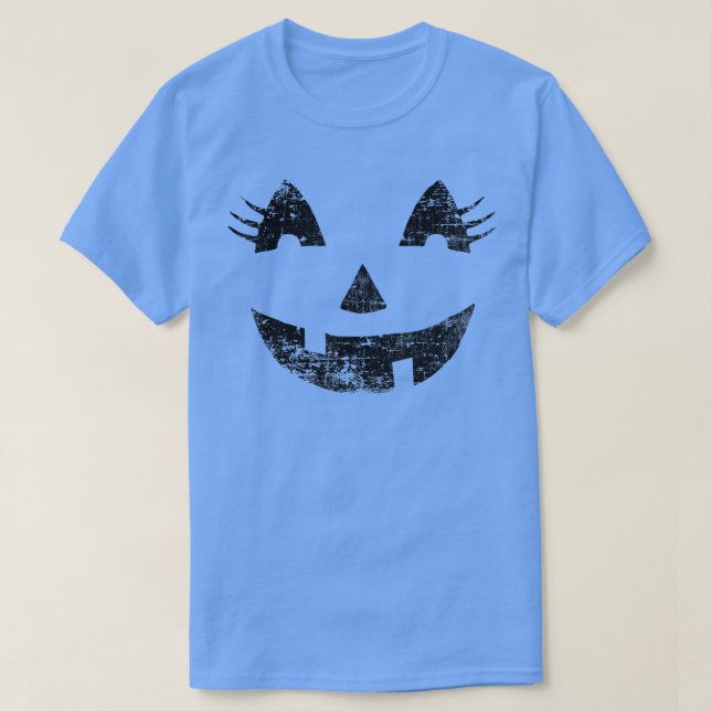 Funny Jack O' Lantern Pumpkin EyeLashes Halloween T-Shirt (Design vorne)