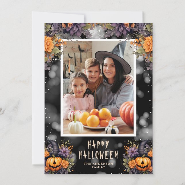 Funny Jack-O'-Lanterns Photo Bonne Carte Halloween (Devant)