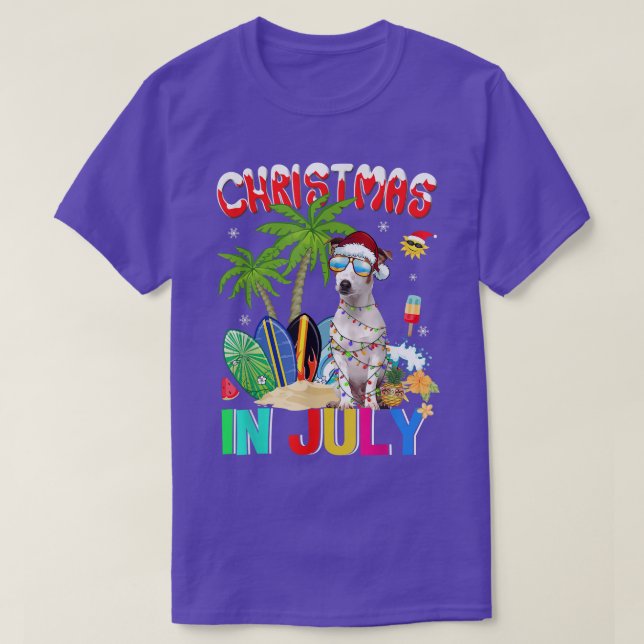 Funny Jack Russell in der Weihnachtsmannmütze Sonn T-Shirt (Design vorne)