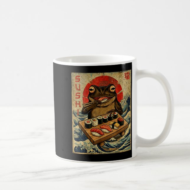 Funny Japanese Kawai Frog Pun Food Frog Humor Sush Kaffeetasse (Rechts)