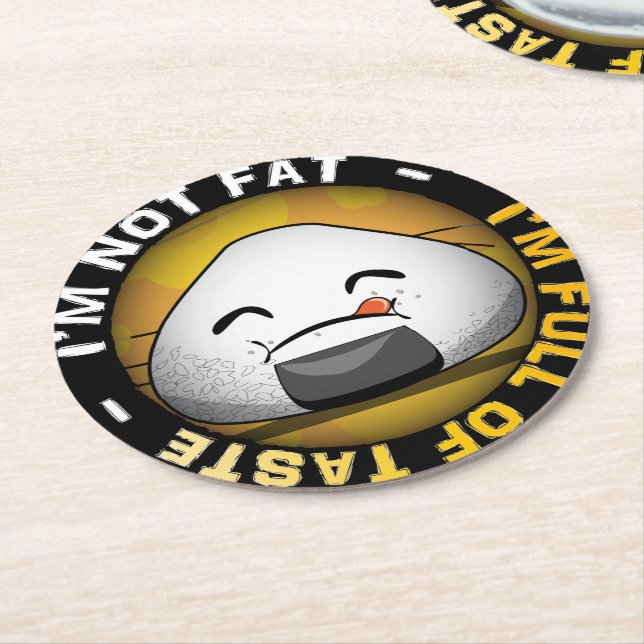 Funny japanese riceball runder pappuntersetzer (Angewinkelt)