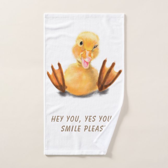 Funny Jaune Canard Jouer Wink Smile - Texte Person (Serviette à main)