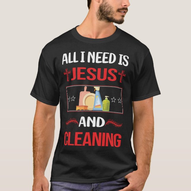 Funny Jesus Cleaning T-Shirt (Vorderseite)