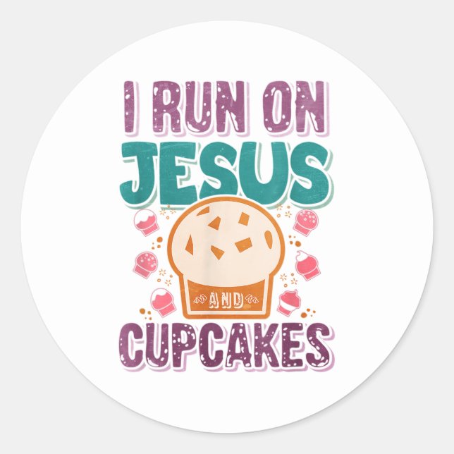 Funny Jesus cupcakes Wortart Runder Aufkleber (Vorderseite)