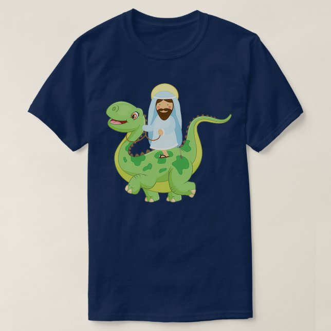 Funny Jesus Dinosaur Agnostic Atheist Evolution Hu T-Shirt (Design vorne)