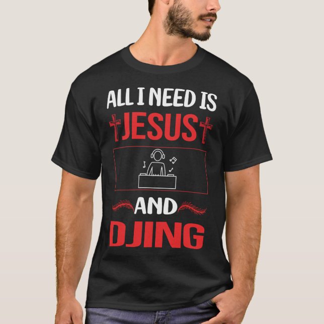 Funny Jesus Djing DJ Disk Jockey Deejay T-Shirt (Vorderseite)