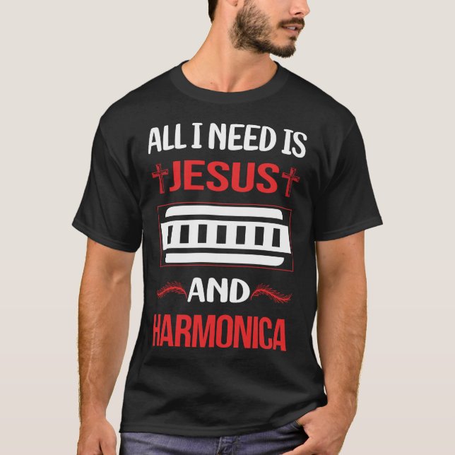 Funny Jesus Harmonica Mundorgel T-Shirt (Vorderseite)