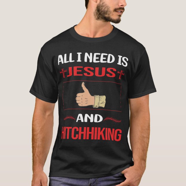 Funny Jesus Hitchwandern Hitchhiker T-Shirt (Vorderseite)