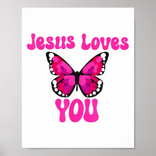 Funny Jesus Liebe Sie Christlich Schmetterling Men Poster