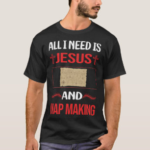 Funny Jesus Map Mapmaking Kartografie Kartografie T-Shirt