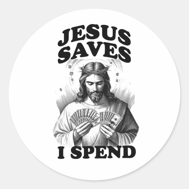 Funny Jesus Meme Jesus Rette, ich verbringe Runder Aufkleber (Vorderseite)