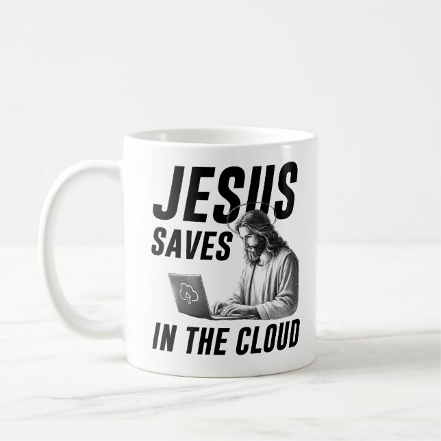 Funny Jesus Meme Jesus Rette in der Wolke Kaffeetasse (Links)