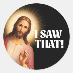 Funny Jesus Meme sah ich, dass Runder Aufkleber