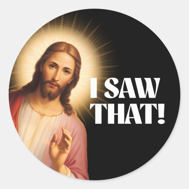Funny Jesus Meme sah ich, dass Runder Aufkleber (Vorderseite)