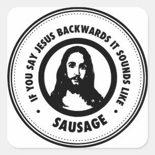 Funny Jesus Quadratischer Aufkleber