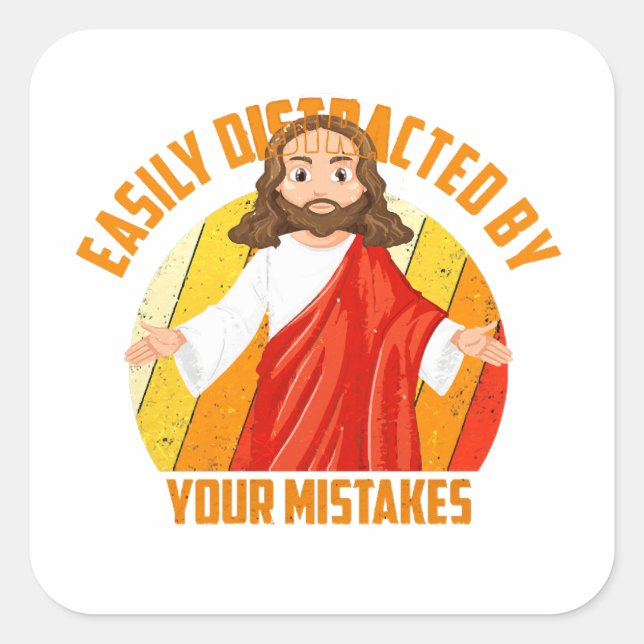 Funny Jesus Quadratischer Aufkleber (Vorderseite)