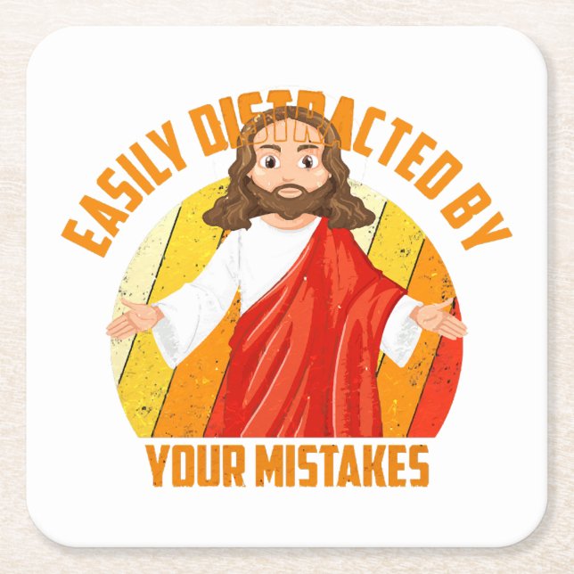 Funny Jesus Rechteckiger Pappuntersetzer (Vorderseite)