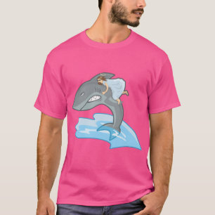 Funny Jesus Riding Hai Christlicher Spaß Haie T-Shirt