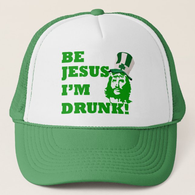 Funny Jesus St Patrick's Day Truckerkappe (Vorderseite)