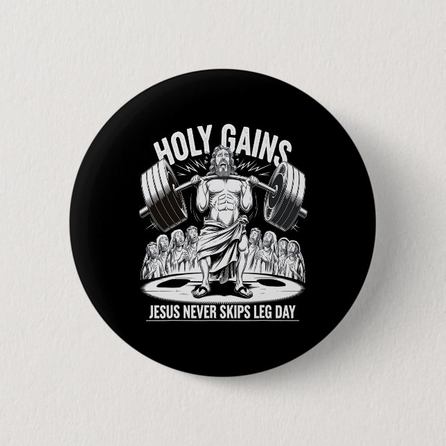 Funny Jesus überspringt Leg Day Christlich Gym Bod Button (Vorderseite)
