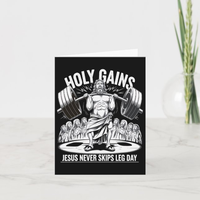 Funny Jesus überspringt Leg Day Christlich Gym Bod Karte (Vorderseite)