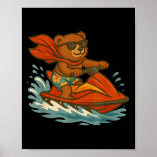 Funny Jet Ski Teddy Bärenkostüm für Erwachsene und Poster