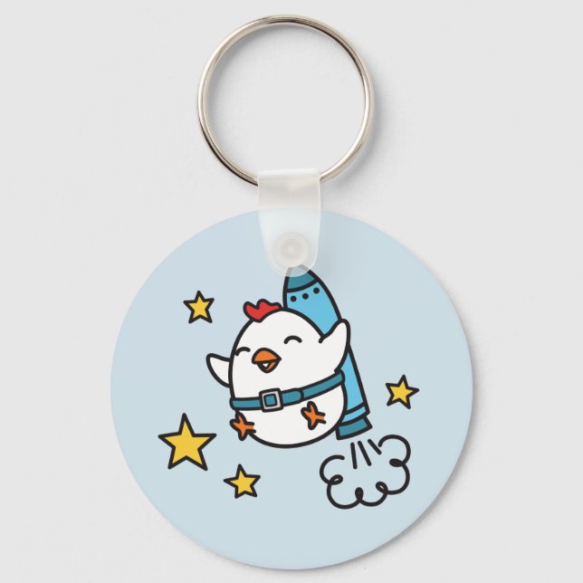 Funny Jetpack Chicken Design Schlüsselanhänger (Vorderseite)