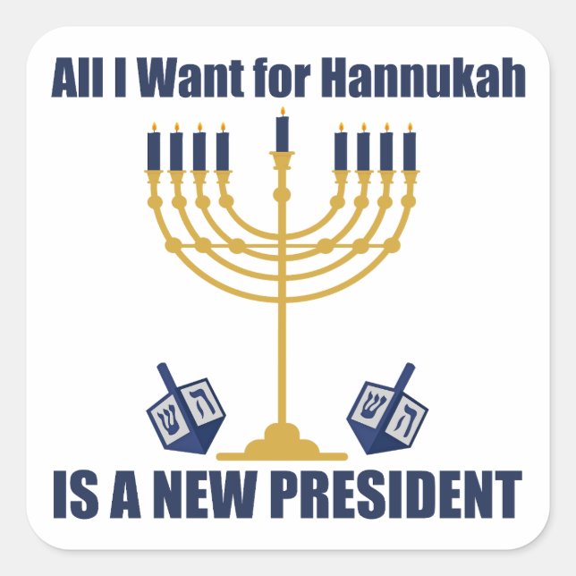 Funny Jewish Anti Trump Politisch Hanukkah Quadratischer Aufkleber (Vorderseite)