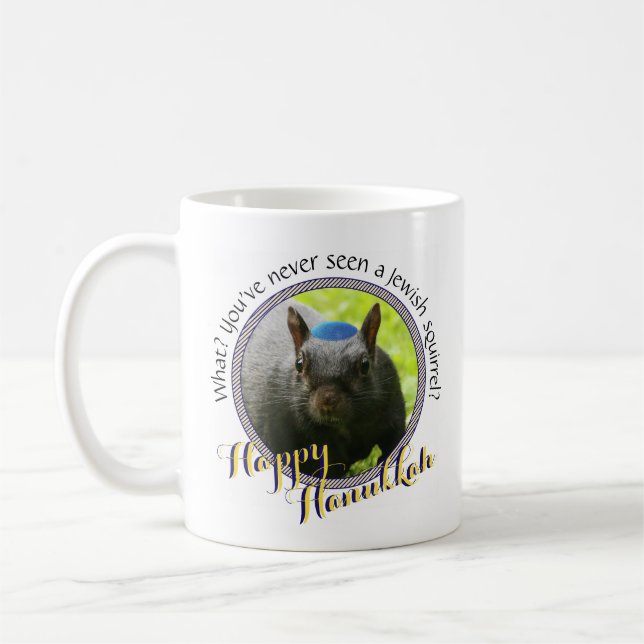Funny Jewish Eichirrel ・ Happy Hanukkah Kaffeetasse (Links)