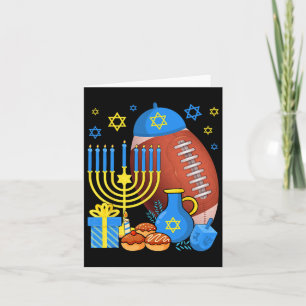 Funny Jewish Football Ball Menorah Happy Hanukkah Karte