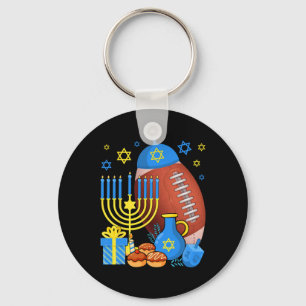 Funny Jewish Football Ball Menorah Happy Hanukkah Schlüsselanhänger