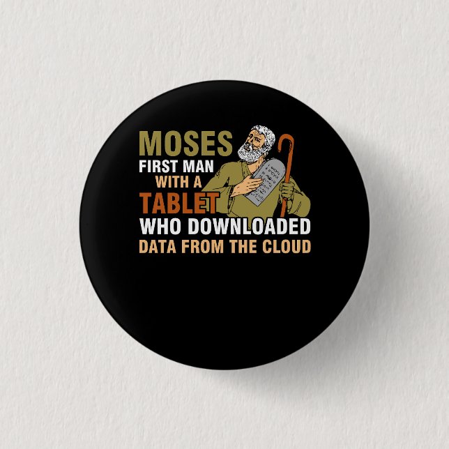 Funny Jewish Pessach Moses Tablet Data Cloud Comp Button (Vorderseite)