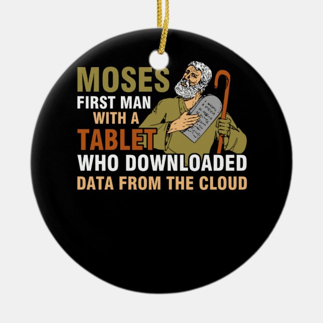 Funny Jewish Pessach Moses Tablet Data Cloud Comp Keramik Ornament (Vorne)