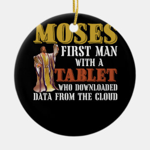 Funny Jewish Pessach Moses Tablet Data Cloud Comp Keramik Ornament