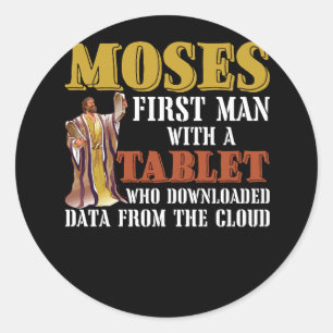 Funny Jewish Pessach Moses Tablet Data Cloud Comp Runder Aufkleber