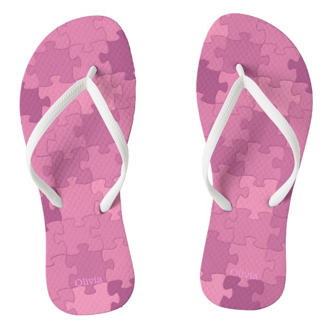 Funny Jigsaw Puzzle Muster Hinzufügen Name oder Te Flip Flops (Fußbett)
