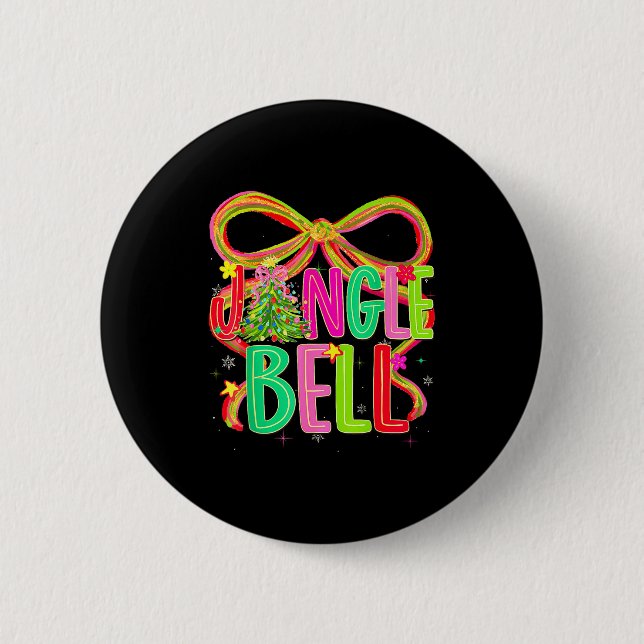Funny Jingle Bells Coquette Bow Merry Christmas Gi Button (Vorderseite)