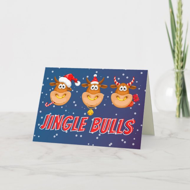 Funny Jingle Bulls Christmas Card Karte (Vorderseite)