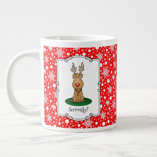 Funny Jingle This Red Nose Rentier Hund Niedlich Jumbo-Tasse (Links)