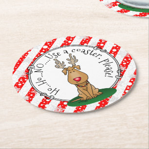 Funny Jingle This Red Nose Rentier Hund Niedlich Runder Pappuntersetzer