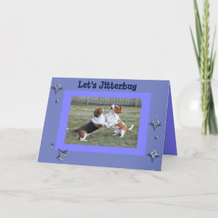 Funny Jitterbug Birthday Card w/Dancing Bassets Karte