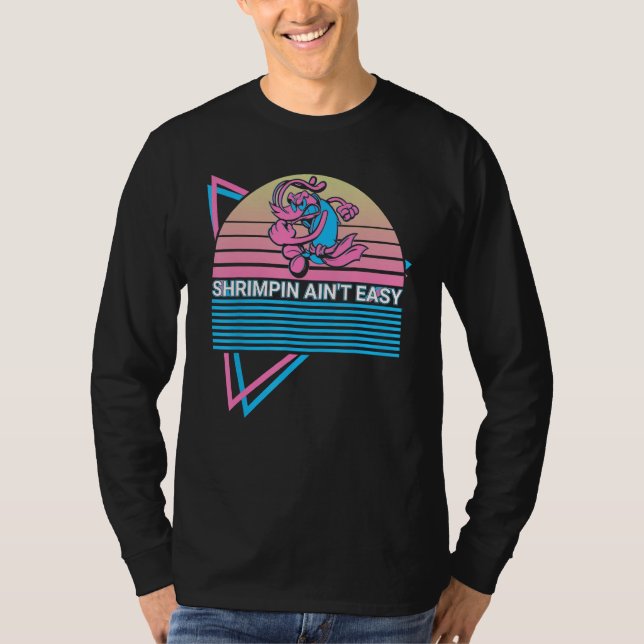 Funny Jiu Jitsu BJJ Retro Shrimpin Ain't Easy T-Shirt (Vorderseite)