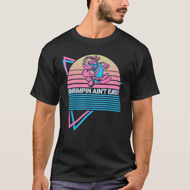 Funny Jiu Jitsu BJJ Retro Shrimpin Ain't Easy T-Shirt (Vorderseite)