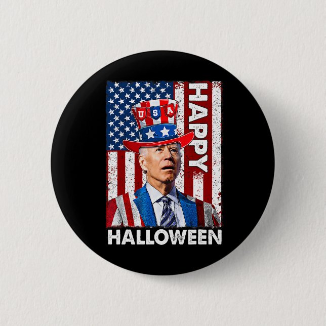 Funny Joe Biden 4. Juli Glücklichen Halloween Amer Button (Vorderseite)