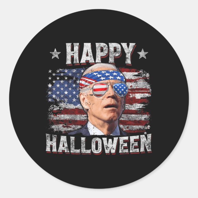 Funny Joe Biden 4. Juli Glücklichen Halloween Amer Runder Aufkleber (Vorderseite)