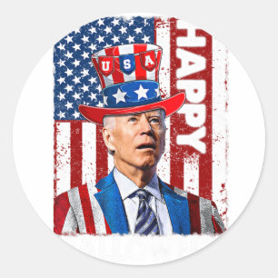 Funny Joe Biden 4. Juli Glücklichen Halloween Amer Runder Aufkleber