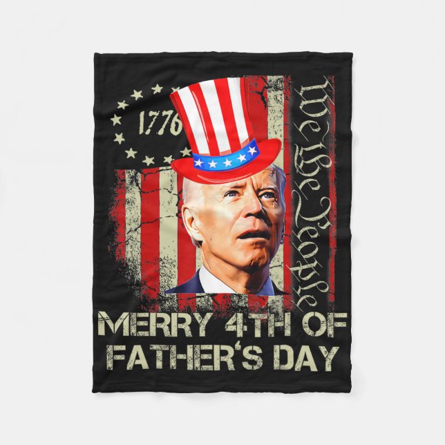 Funny Joe Biden 4. Juli Merry 4. des Vaters Fleecedecke (Vorderseite)