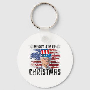 Funny Joe Biden Merry 4. Weihnachten 4. Juli Schlüsselanhänger