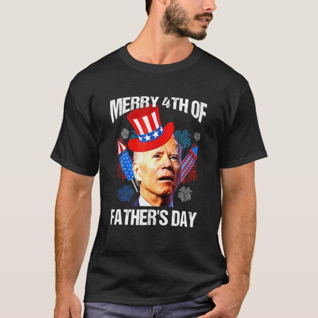 Funny Joe Biden Merry 4th of July Verwirrte Vater' T-Shirt (Vorderseite)